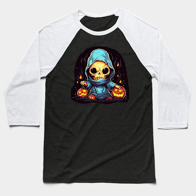 Eerie Halloween Ghoul Art - Spooky Season Delight Baseball T-Shirt by Captain Peter Designs